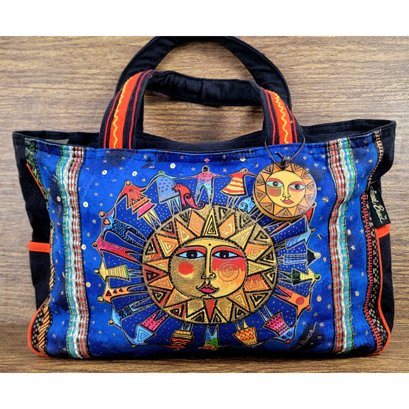 Laurel Burch Handbags - Laurel Burch Tote Bag Sun Moon Celestial Design Colorful Cotton Canvas Boho